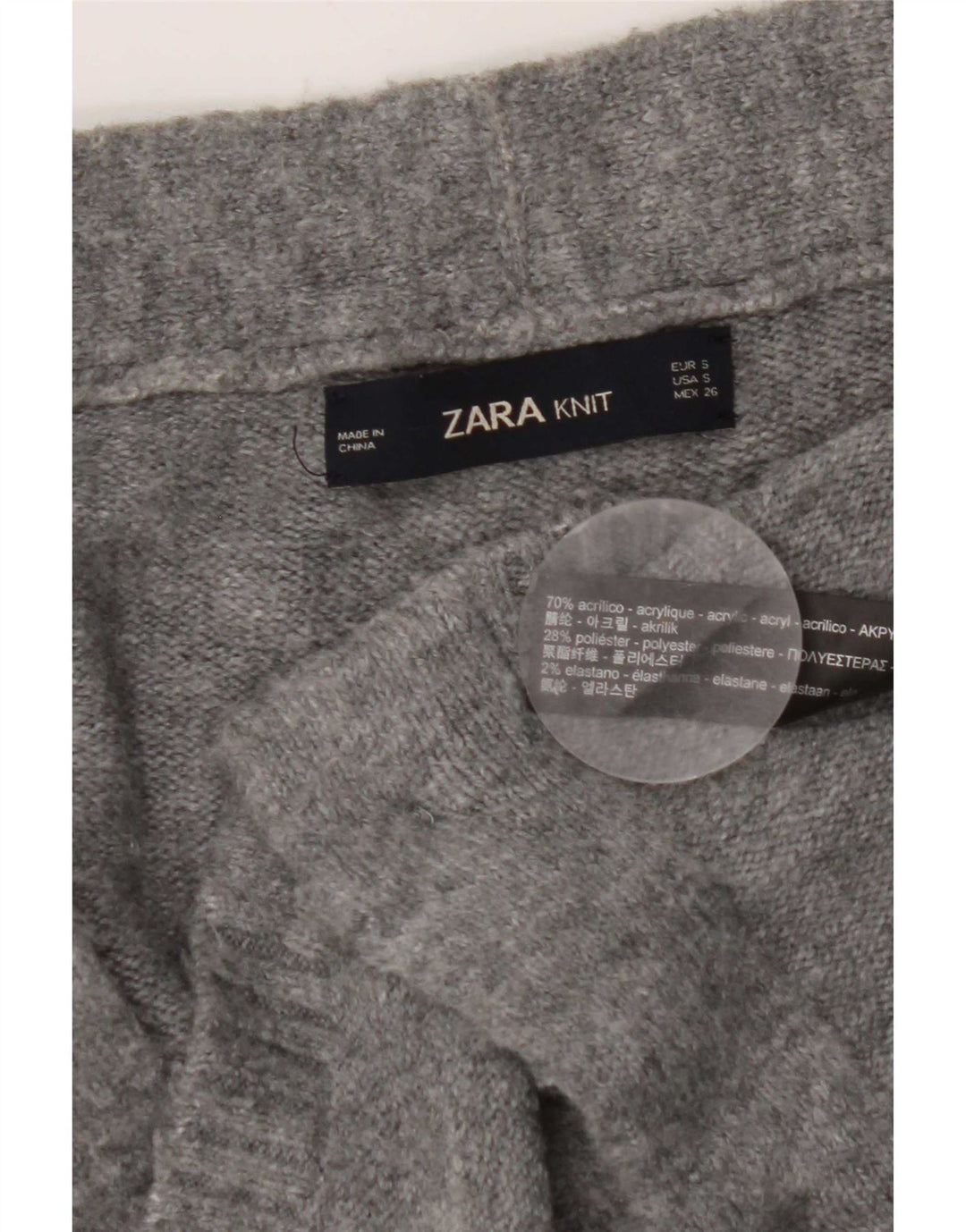 Pulover cardigan supradimensionat pentru femei Zara UK 10 mic gri acrilic