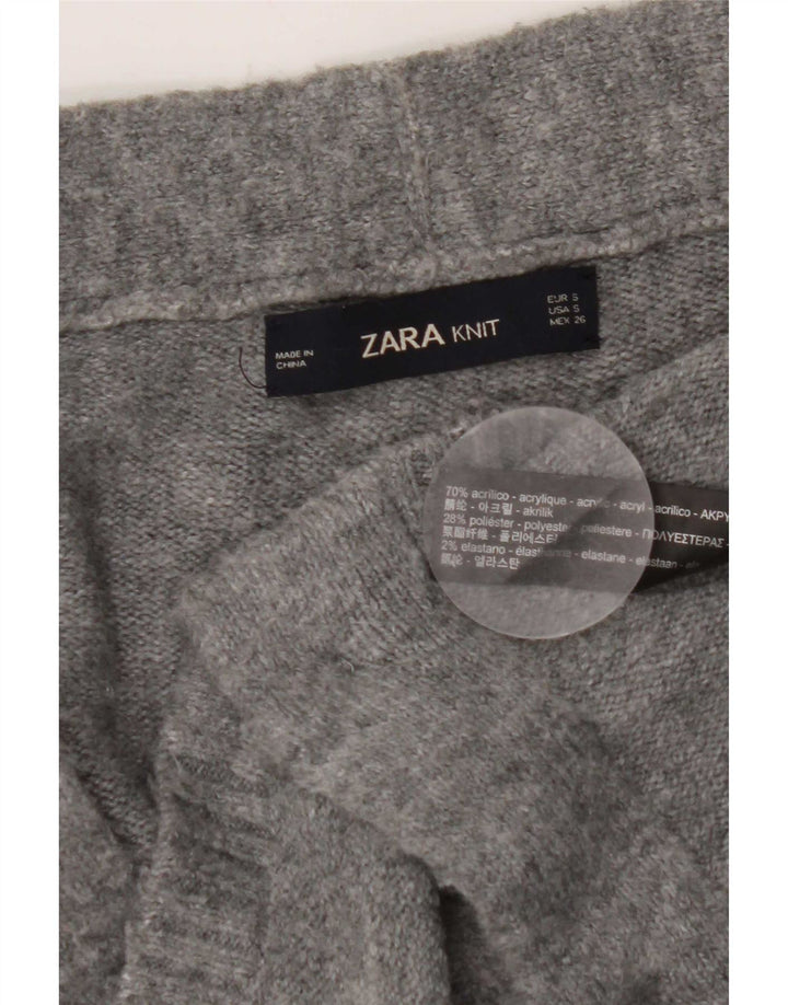 Pulover cardigan supradimensionat pentru femei Zara UK 10 mic gri acrilic