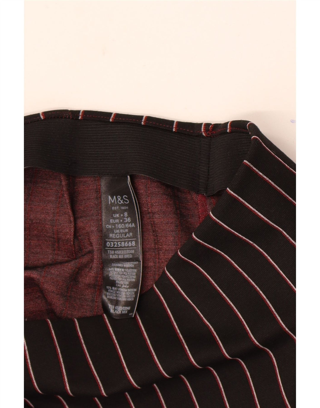 Fusta mini pentru femei Marks & Spencer UK 8 Small W26 Poliester cu dungi negre