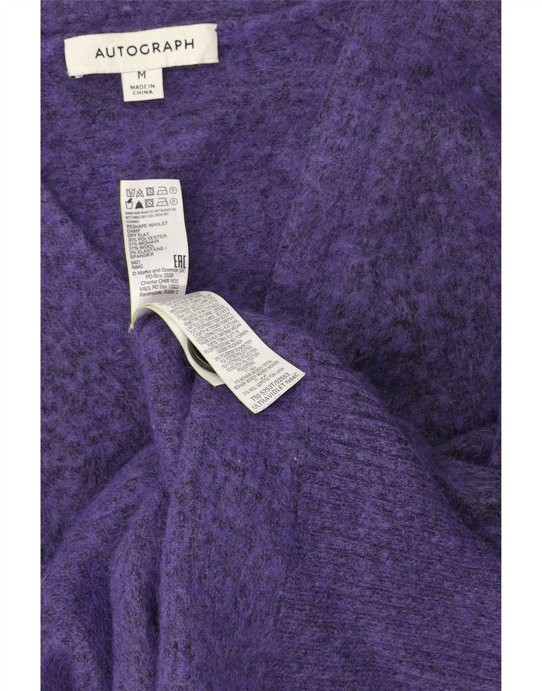 Pulover cardigan cu autograf pentru femei Marks & Spencer UK 14 Mov mediu