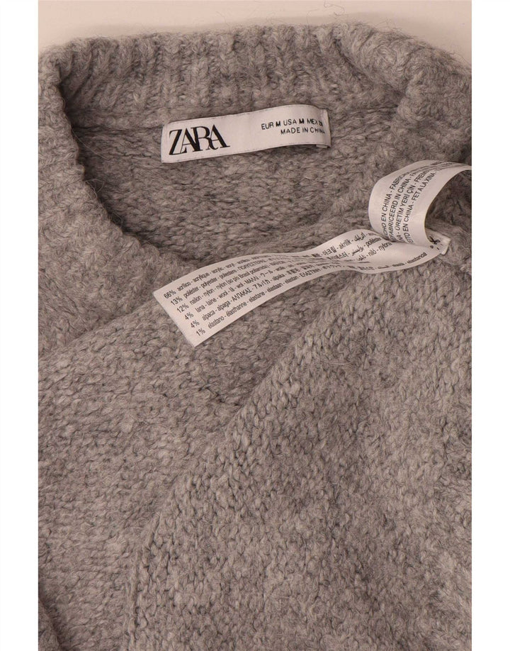 Pulover supradimensionat pentru femei Zara, cu gât crew, UK 14 Medium Gri Pete