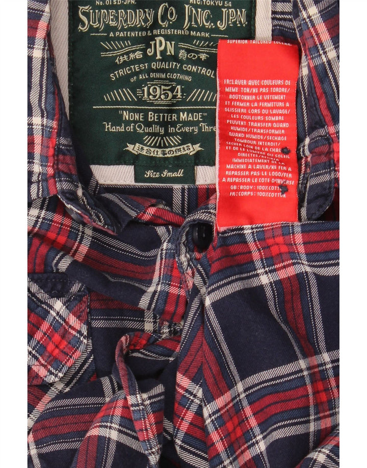 Cămașă de flanel pentru bărbați Superdry, din bumbac cu carouri, albastru bleumarin