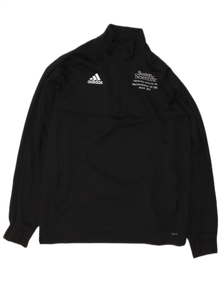 Pulover Adidas Climalite Graphic Gât cu fermoar pentru bărbați, mare, negru