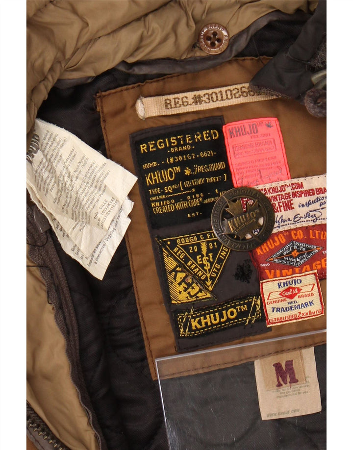 Jachetă parka militară cu glugă KHUJO pentru femei UK 14 Poliester maro mediu