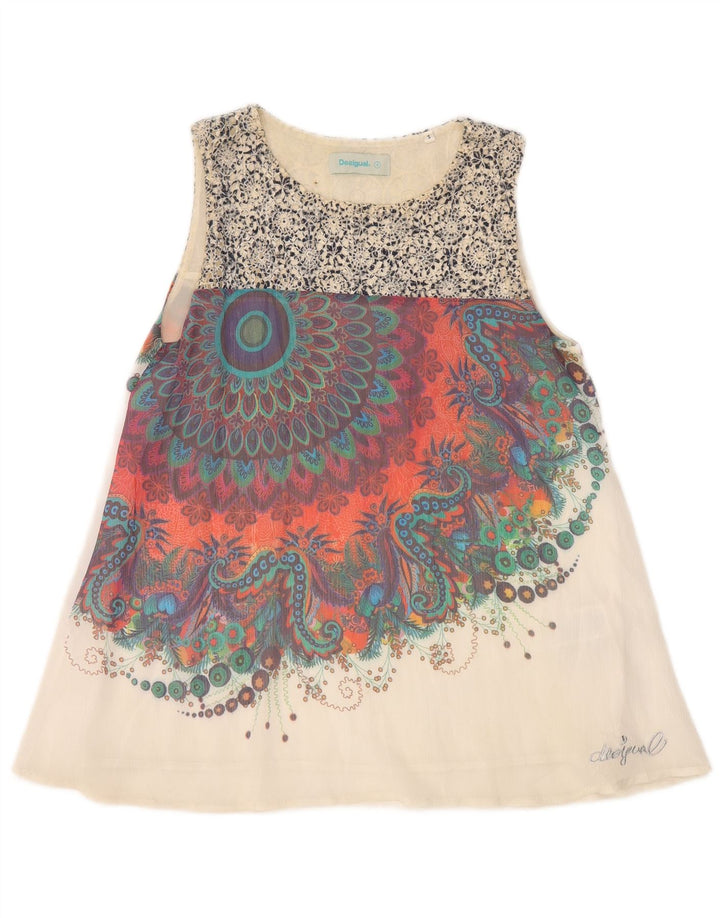 DESIGUAL Bluză cu grafică pentru femei Top UK 10 Small Multicolor Paisley