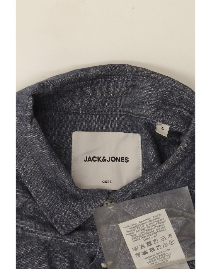 Cămașă de bază pentru bărbați JACK & JONES, mare, albastru marine, bumbac cu pete