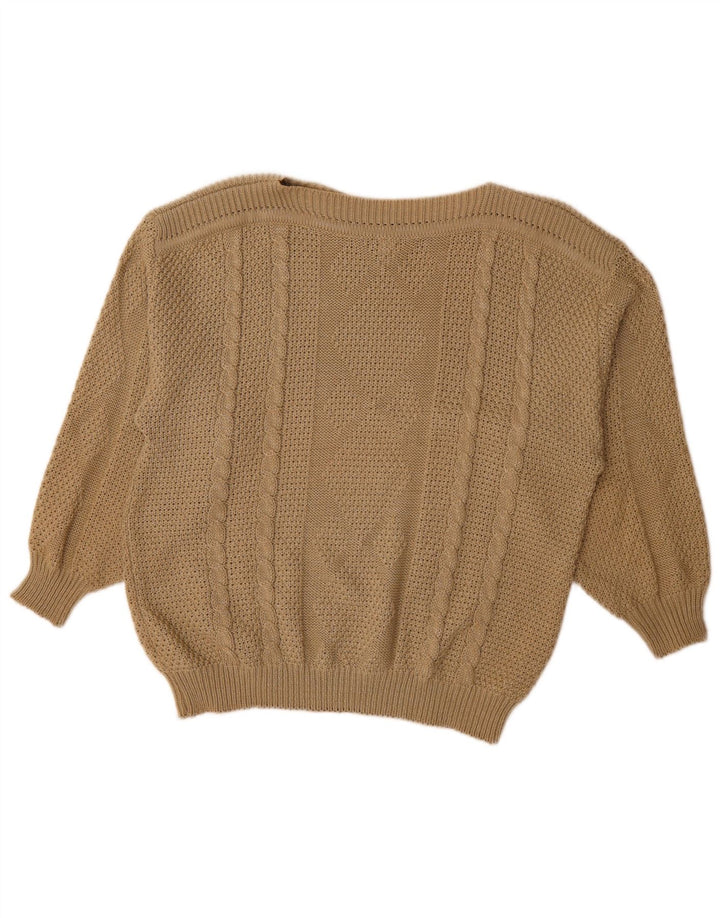 Pulover Vintage pentru femeie supradimensionat cu gât de barca EU 48 2XL maro