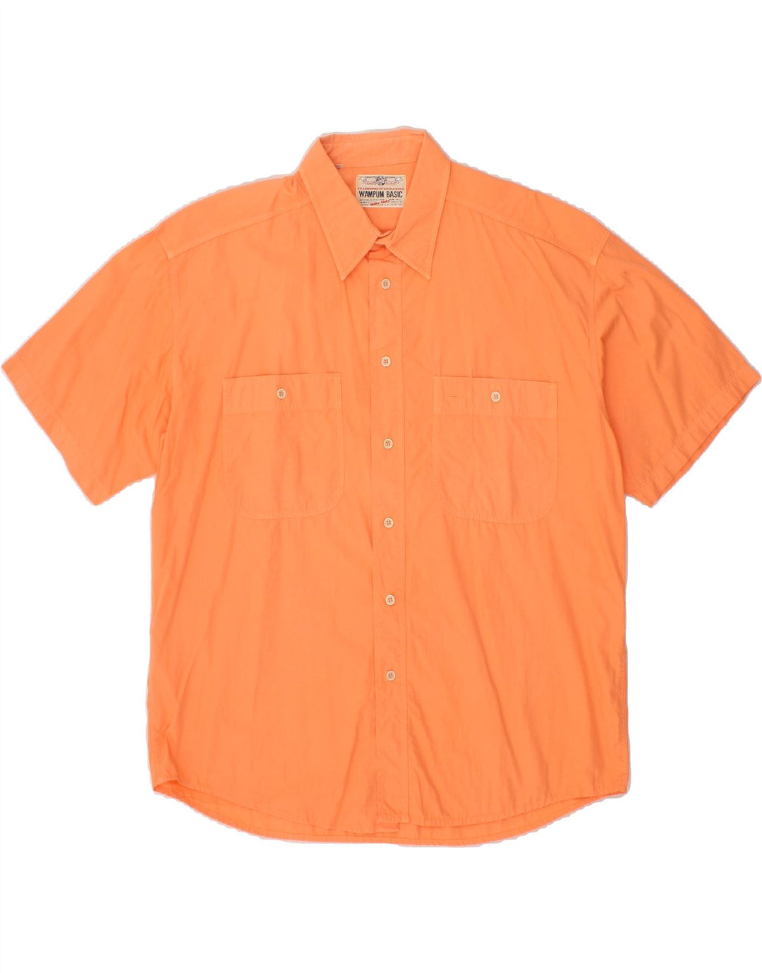 WAMPUM Mens Short Sleeve Regular Fit Shirt Large Orange Cotton Vintage Wampum and Second-Hand Wampum from Messina Hembry 