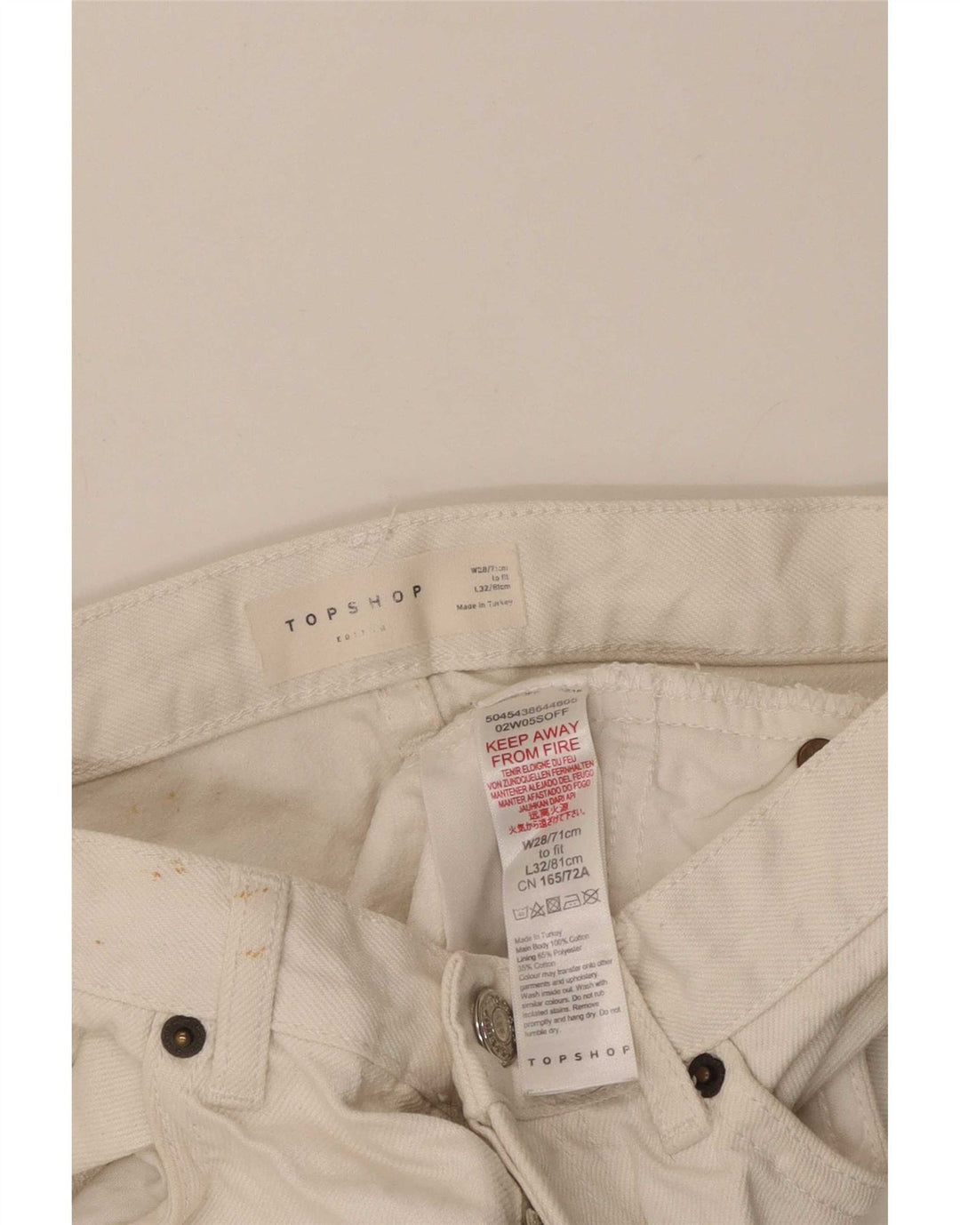 Pantaloni scurți din denim Topshop pentru femei W28 Poliester alb mediu