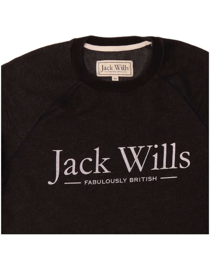 JACK WILLS Pulover grafic pentru bărbați XS Negru