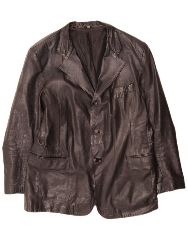 Jachetă vintage pentru bărbați din piele cu 3 nasturi IT 54 XL negru