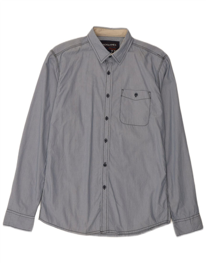 Cămașă grafică pentru bărbați Jack & Jones, bumbac cu dungi albastre medii