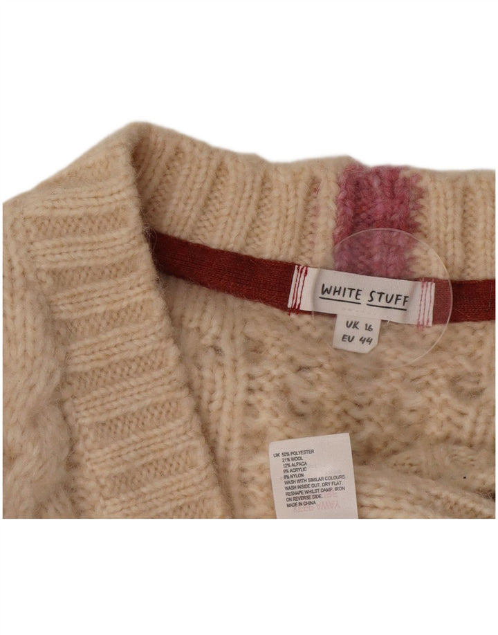 Pulover cardigan pentru femei White Stuff UK 16 mare, bej, poliester