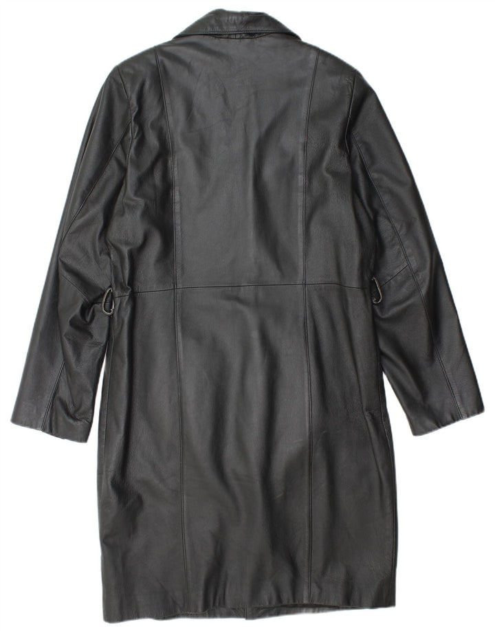 Palton de piele VINTAGE pentru femei UK 14 Piele neagră medie