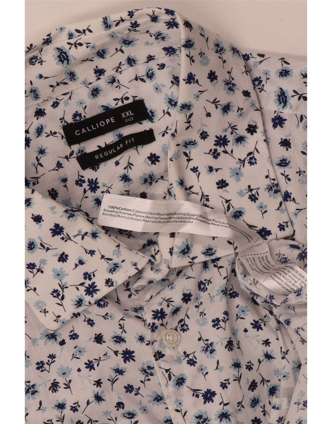 Cămașă Calliope pentru bărbați, cu tăiere obișnuită, 2XL, bumbac floral alb