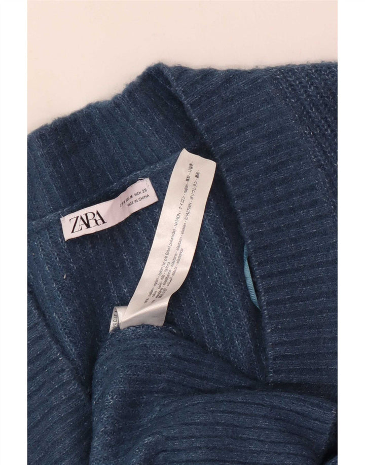 Pulover cu decolteu în V supradimensionat pentru femei Zara UK 14 Poliester albastru mediu