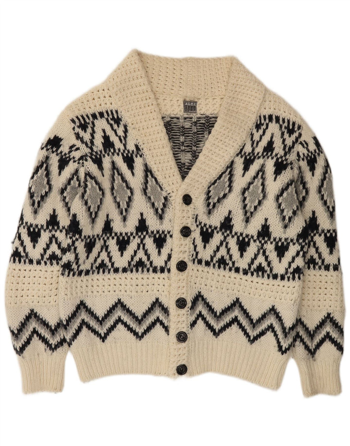 Pulover cardigan pentru bărbați Altatensione, mediu alb deschis, acrilic Fair Isle