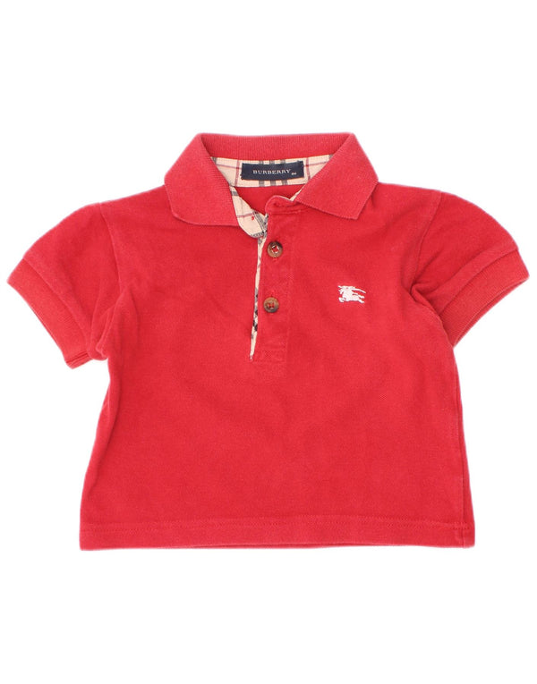 Tricou polo Burberry pentru bebelusi 6-9 luni bumbac rosu
