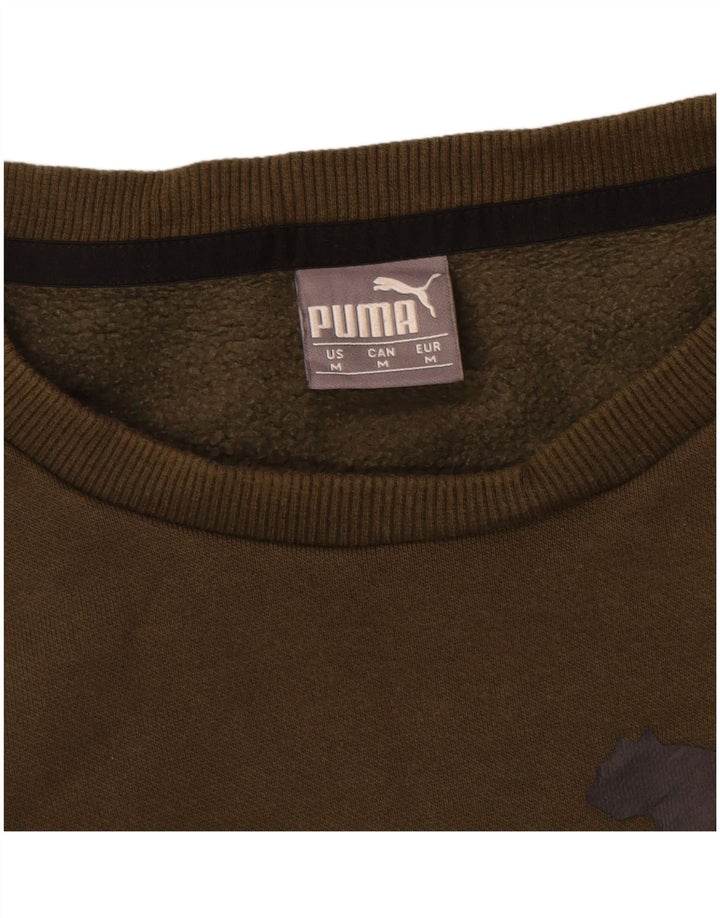 Pulover grafic pentru bărbați Puma, bumbac mediu kaki