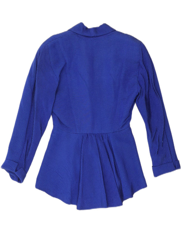 Jachetă pentru femei VINTAGE UK 12, bumbac cu dungi albastre medii