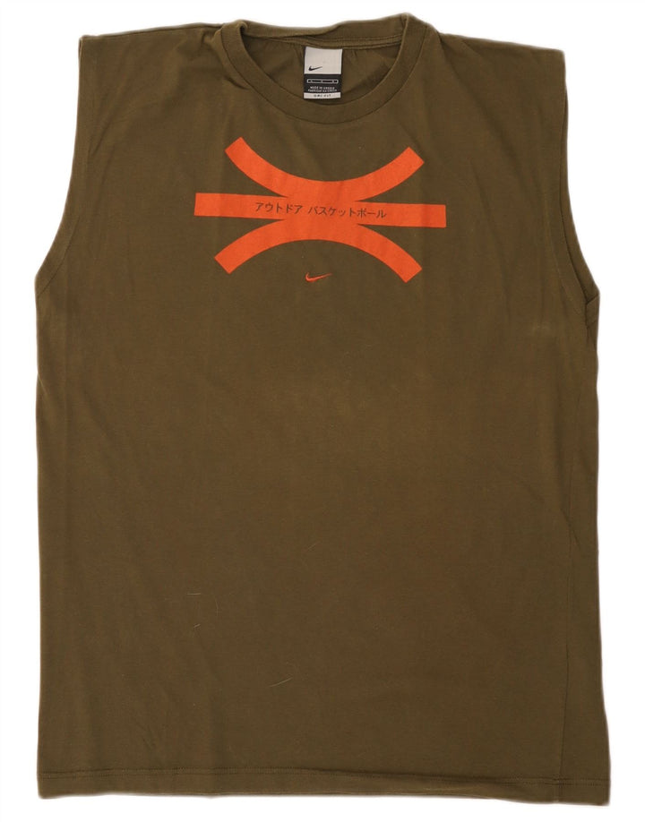 Vestă grafică Nike Dri Fit pentru bărbați, mare, bumbac, kaki
