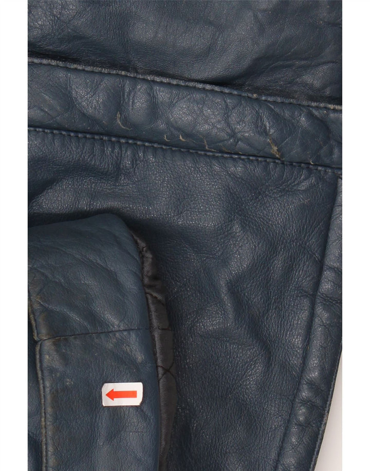 Jachetă de piele VINTAGE pentru femei IT 44 Medium Blue Leather