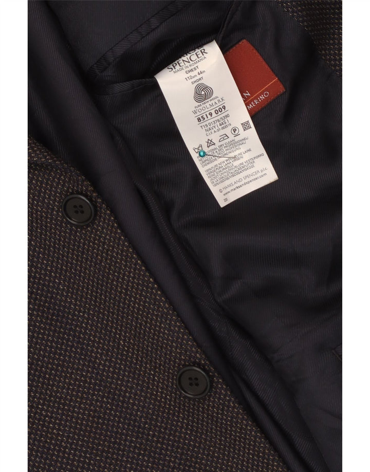 Jachetă pentru bărbați Marks & Spencer pentru bărbați, cu 3 nasturi, UK 44 XL, lână virgină bleumarin
