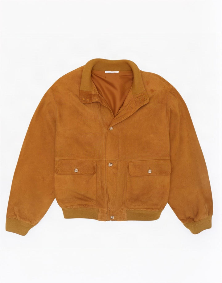 Bomber vintage pentru bărbați din piele intoarsa IT 56 3XL din piele bej
