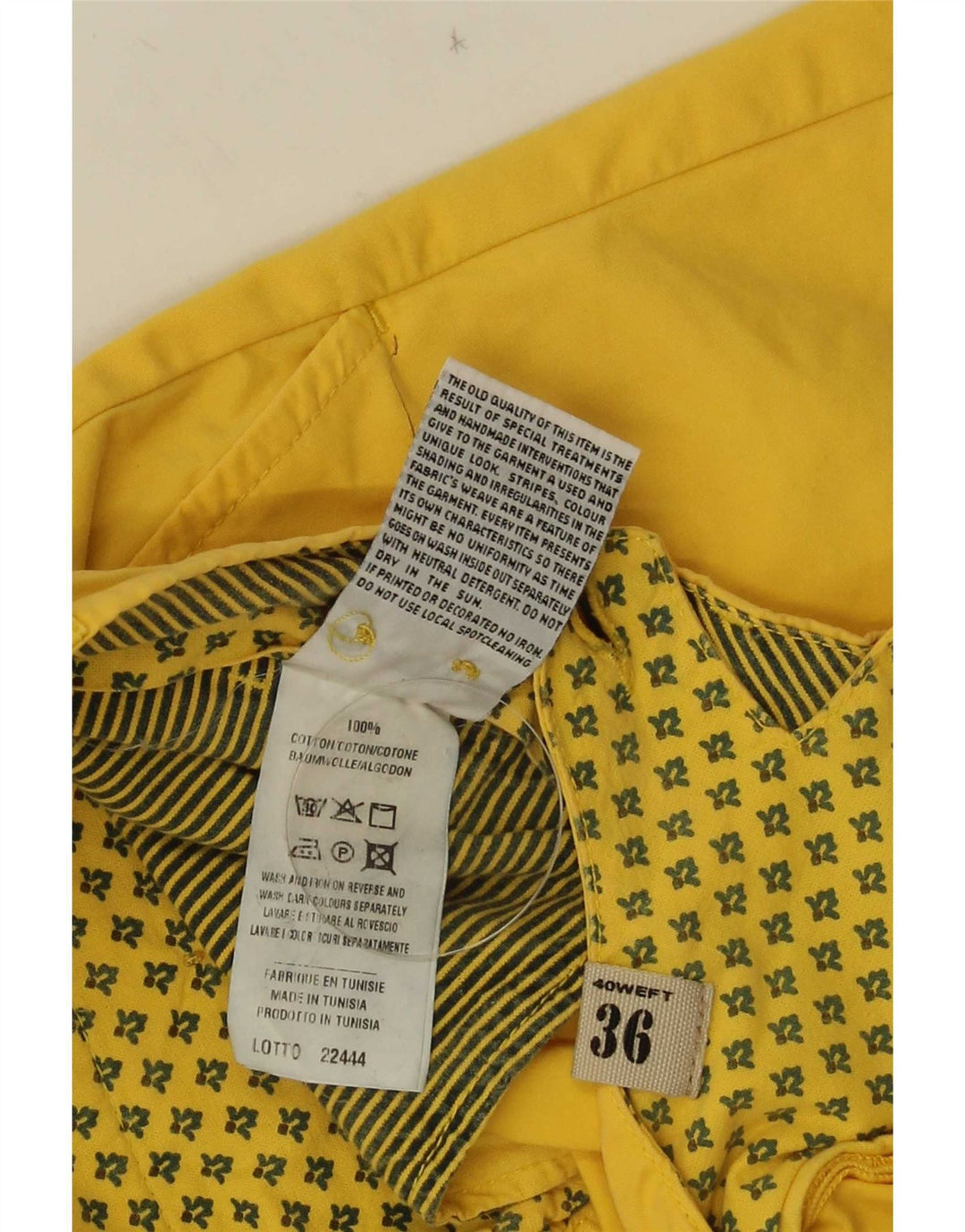 Pantaloni scurți chino pentru bărbați 40Weft W36 Bumbac galben mare