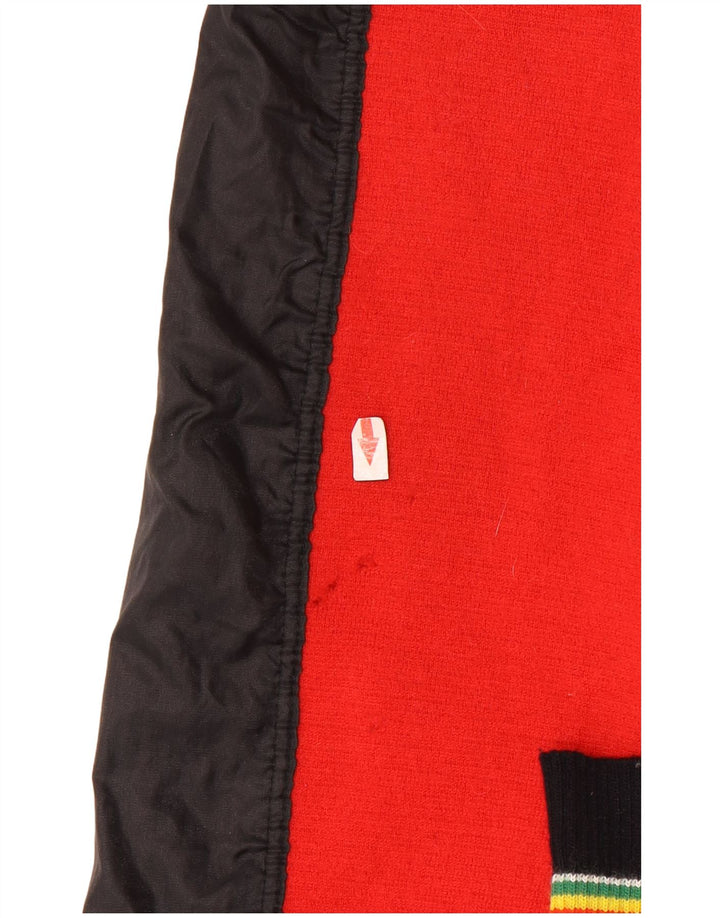 Bomber vintage pentru femei UK 14 mare, neagră, lână color bloc