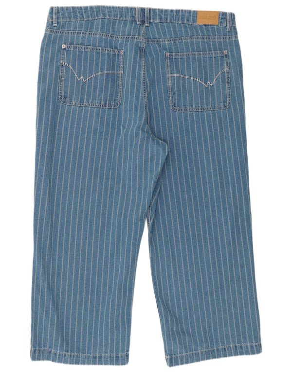 White Stuff Pantaloni tăiați pentru femei cu picioare largi UK 20 2XL W42 L26 Blue Dunge