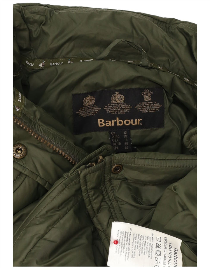 Jachetă căptușită cu glugă Barbour pentru femei UK 12 Poliester verde mediu