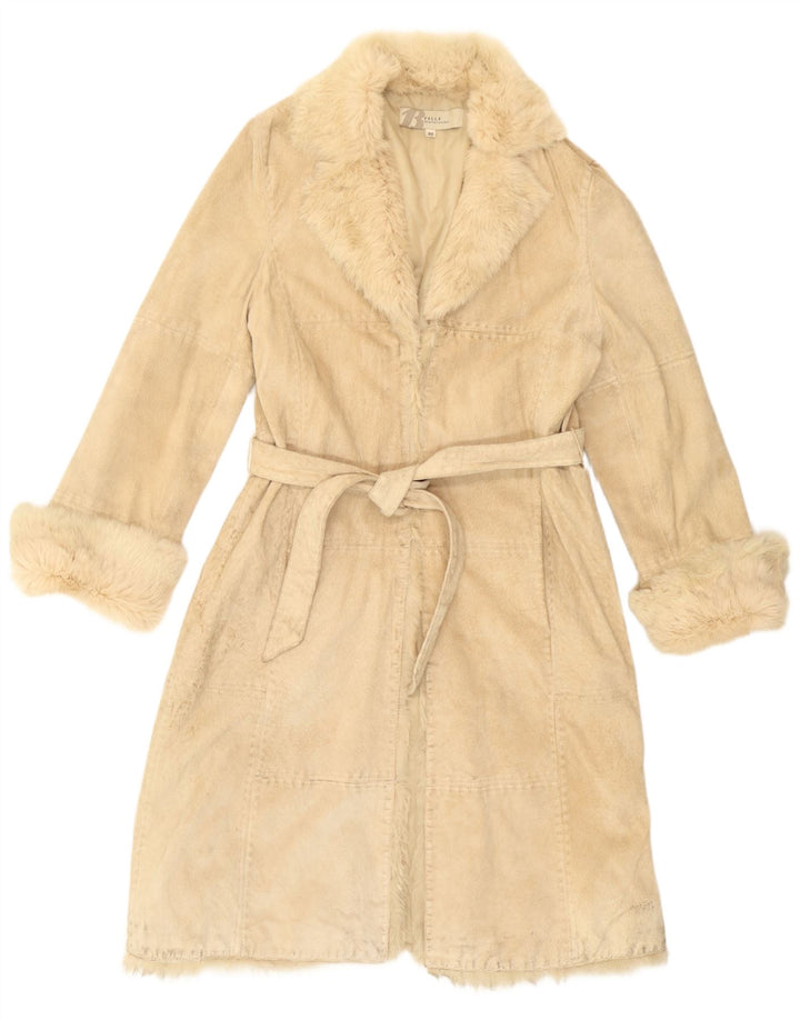 Palton din piele vintage pentru femei IT 48 XL piele mozaică bej