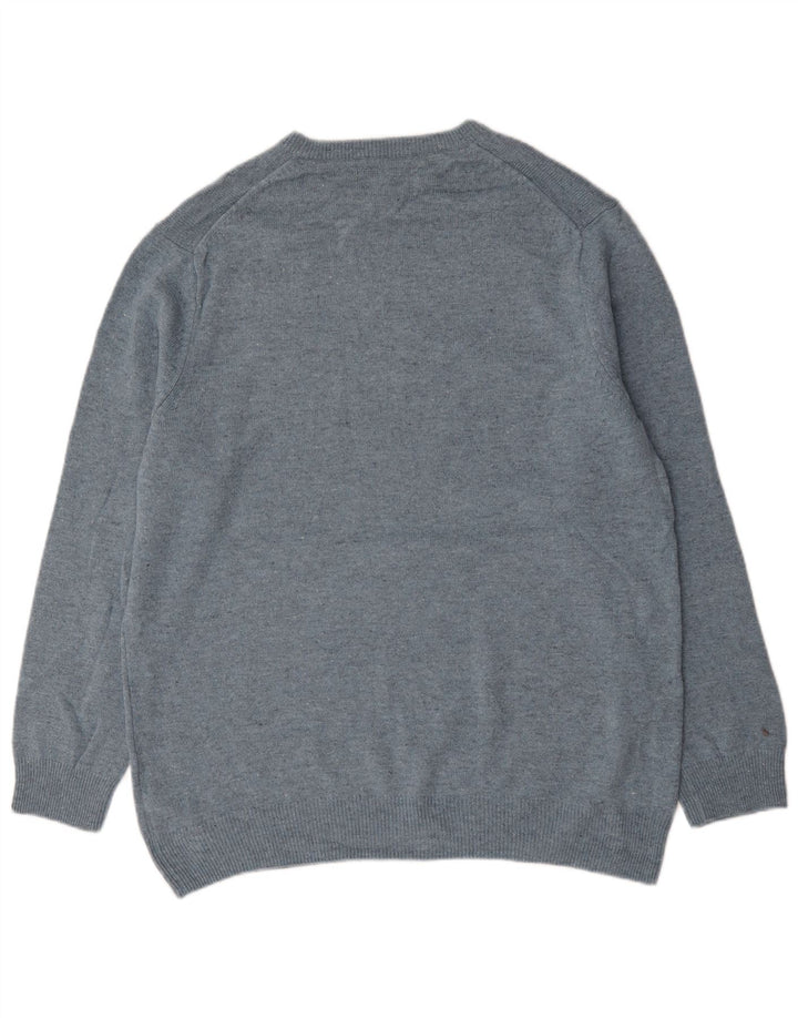Pulover pentru bărbați Marks & Spencer cu decolteu rotund, 2XL, lână de miel cu pături albastre