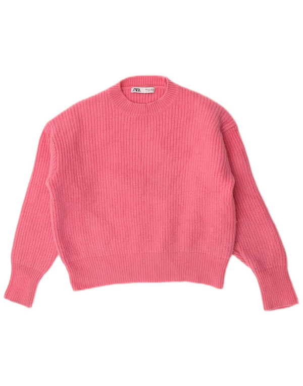 Pulover de damă Zara Crop Crew Deck Pulover UK 14 Medium Pink Lână