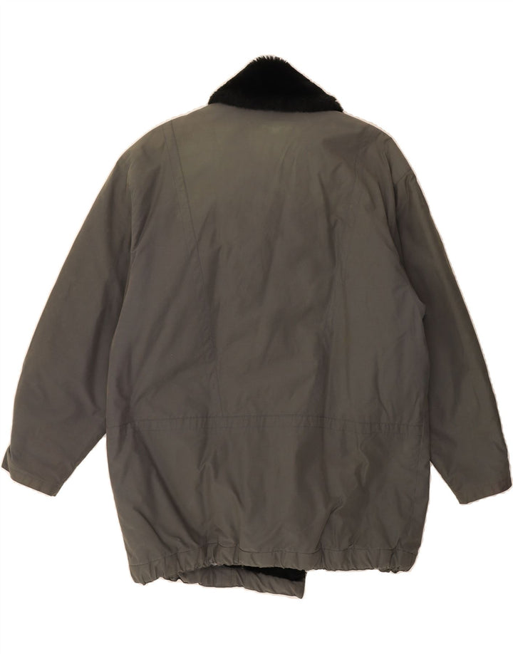VINTAGE Womens Windbreaker Jacket UK 12 Medium Grey Cotton Vintage Vintage and Second-Hand Vintage from Messina Hembry 