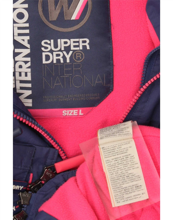 Jachetă de vânt cu glugă Superdry pentru femei UK 16, mare, albastru
