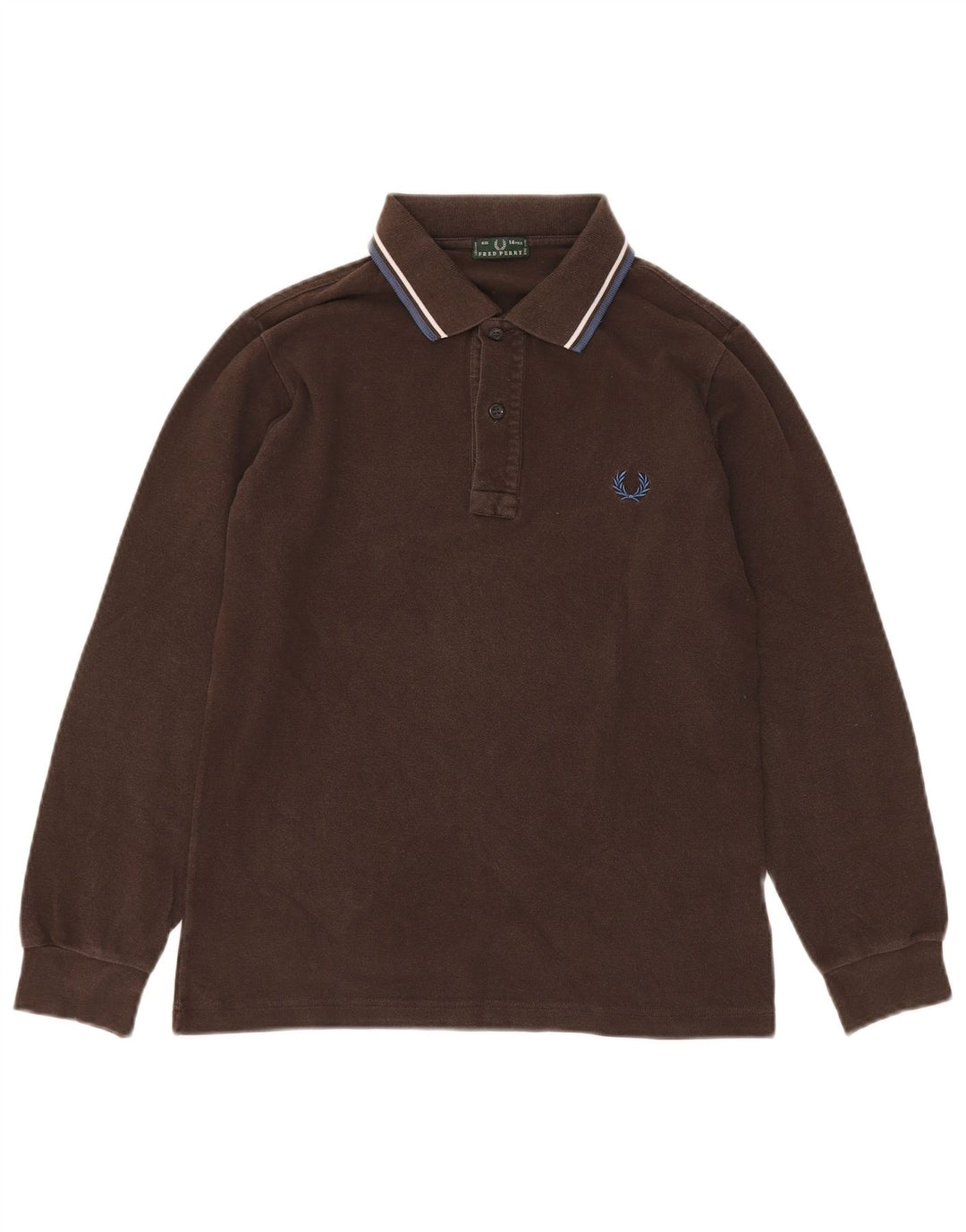 FRED PERRY Tricou polo cu maneca lunga pentru baieti 13-14 ani bumbac maro