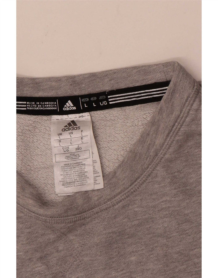 Hanorac grafic pentru bărbați Adidas Jumper mare, gri, bumbac
