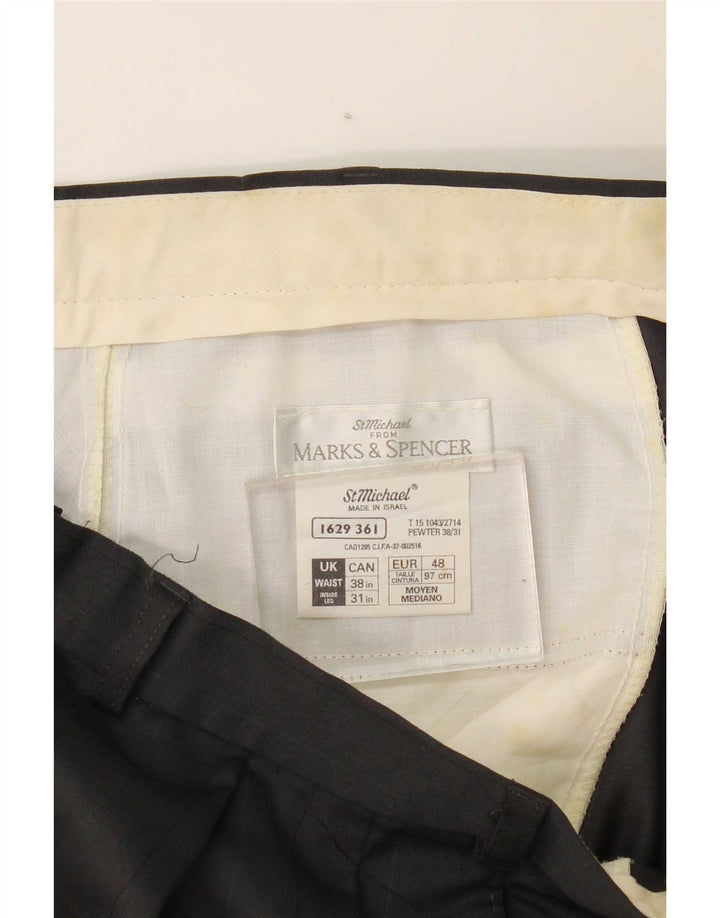 Pantaloni de costum pentru bărbați Marks & Spencer L38 L31 Poliester negru