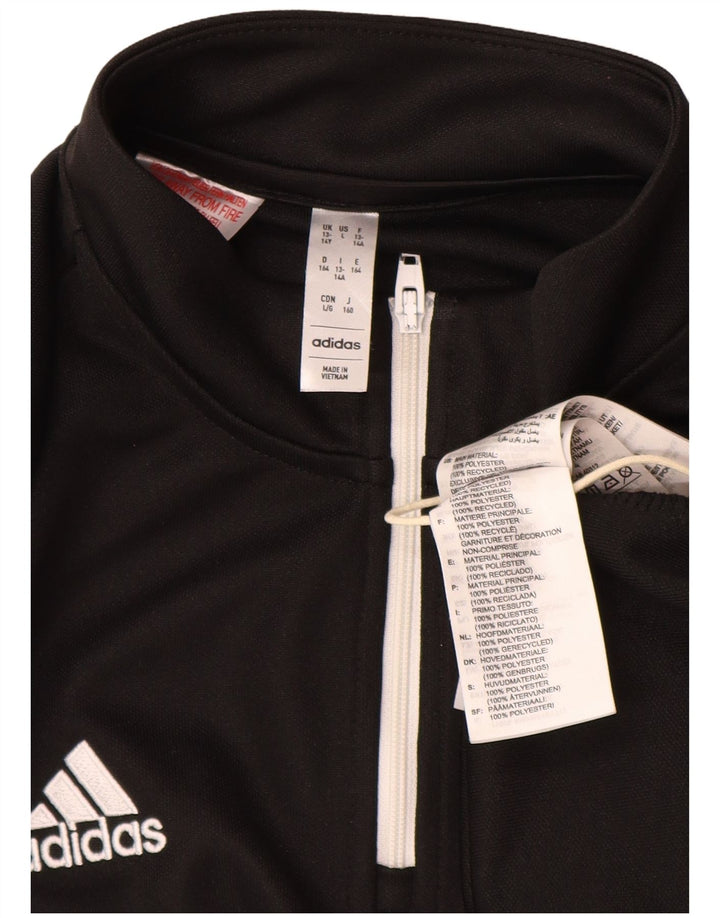 Adidas Boys Aeroready Zip Neck Pullover Trening Top 13-14 Ani Negru