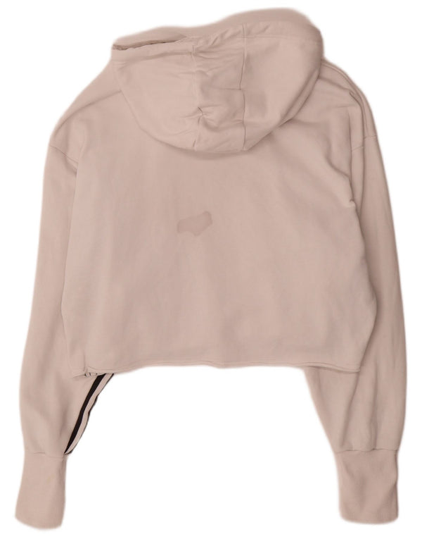 Jumper Adidas Crop Graphic Oversized Hoodie pentru femei UK 16 Bumbac alb mare
