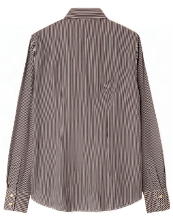 Bluză pentru femei Benetton cămașă cu volane în față UK 12 Medium Black Pinstripe
