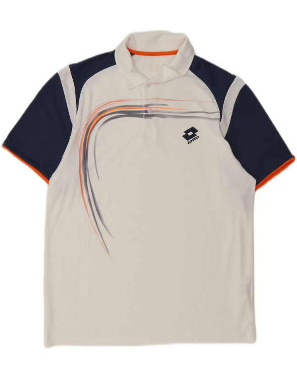 Tricou polo grafic pentru bărbați Lotto, mare, alb, din poliester