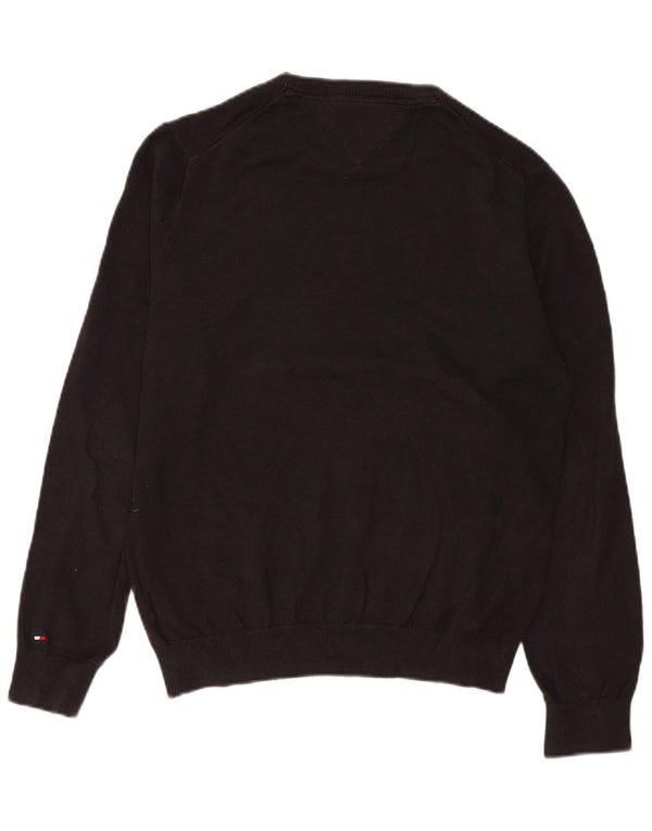Tommy Hilfiger Mens Crew Neck Jumper Sweater Medium Grey Colourblock Cotton