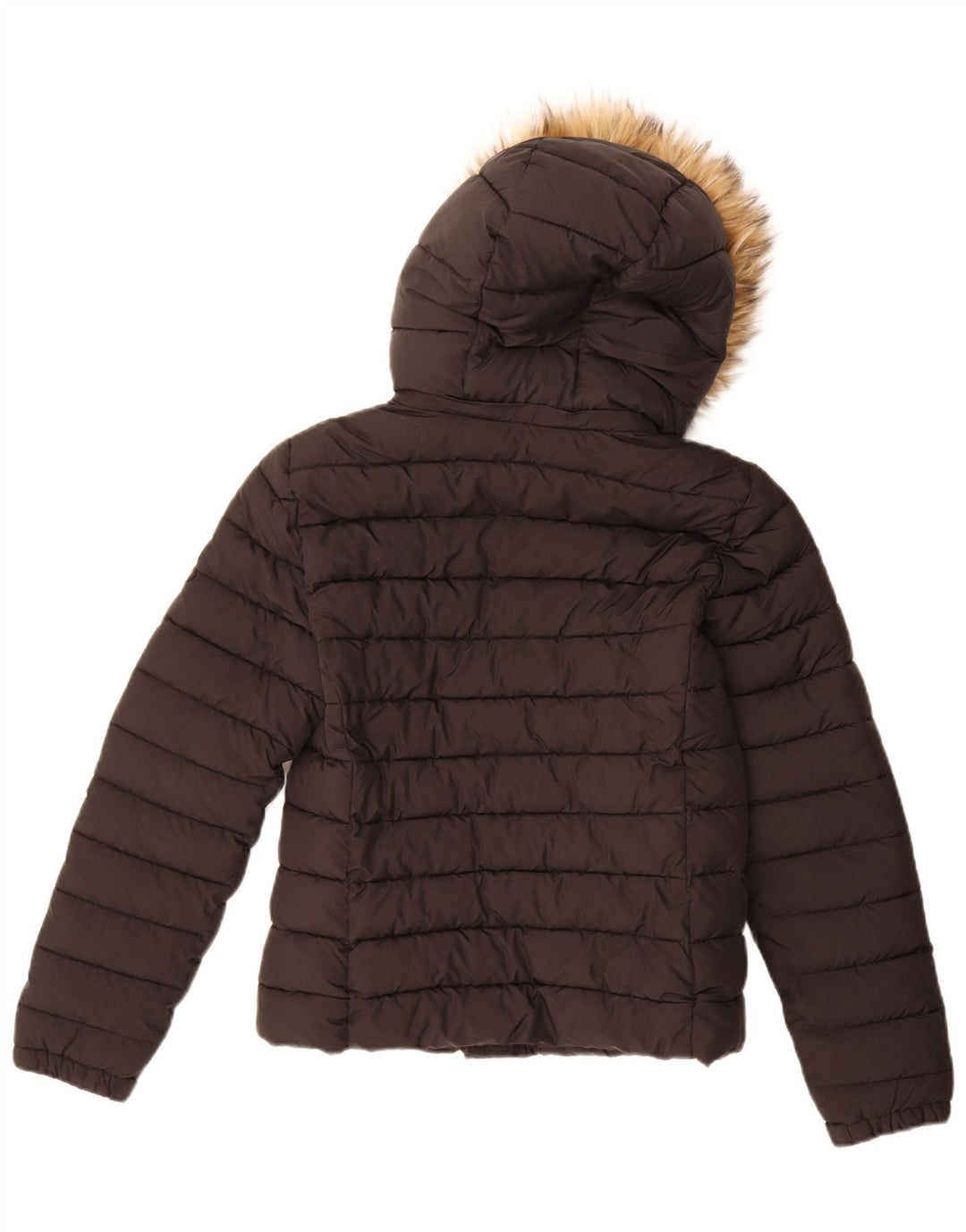 Jachetă căptușită cu glugă Superdry pentru femei UK 10 Small Black Nylon