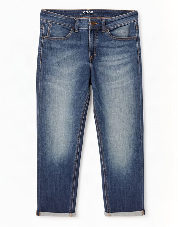 Marks & Spencer Womens Cropped Jeans UK 10 Small W30 L29 Blue Cotton