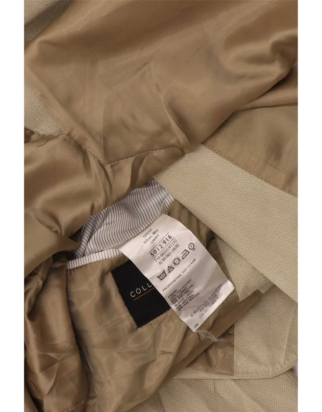 Jachetă pentru bărbați Marks & Spencer, scurtă, cu 2 nasturi, UK 38 Bej mediu