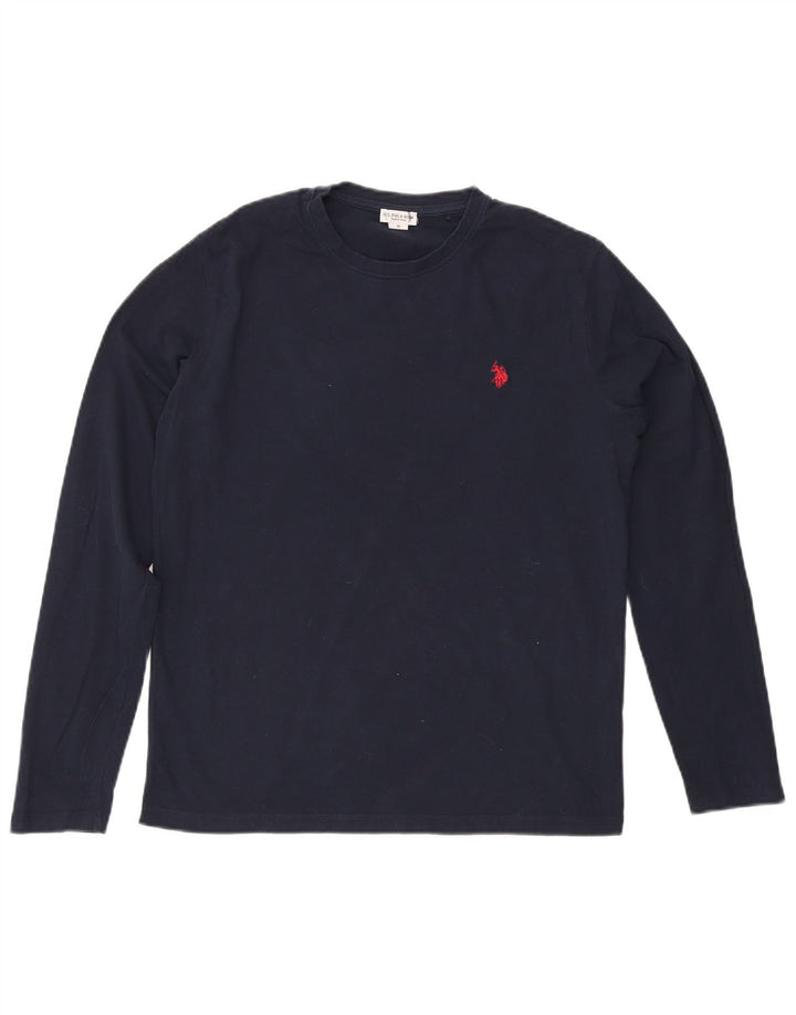 U.S. Polo Assn. Top pentru bărbați cu mânecă lungă, mediu, bleumarin, bumbac