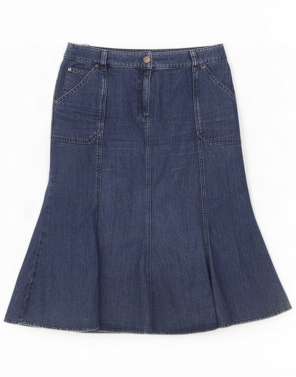 Marks & Spencer Womens Per Una Denim Skirt UK 14 Large W34 Blue Cotton